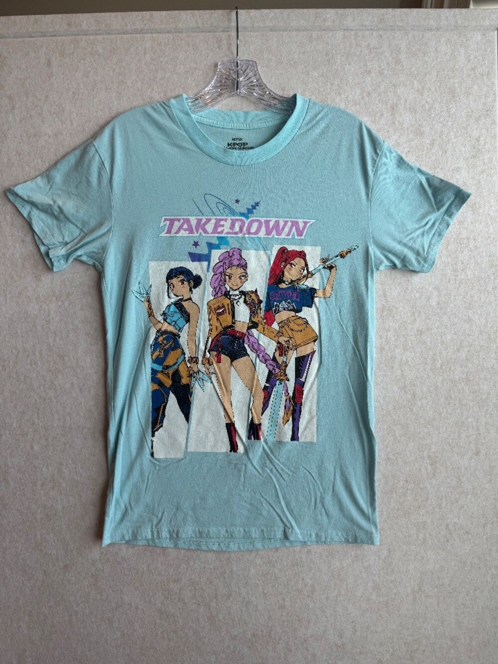 Netflix KPop Demon Hunters Takedown HUNTR/X Graphic T Shirt Blue Small
